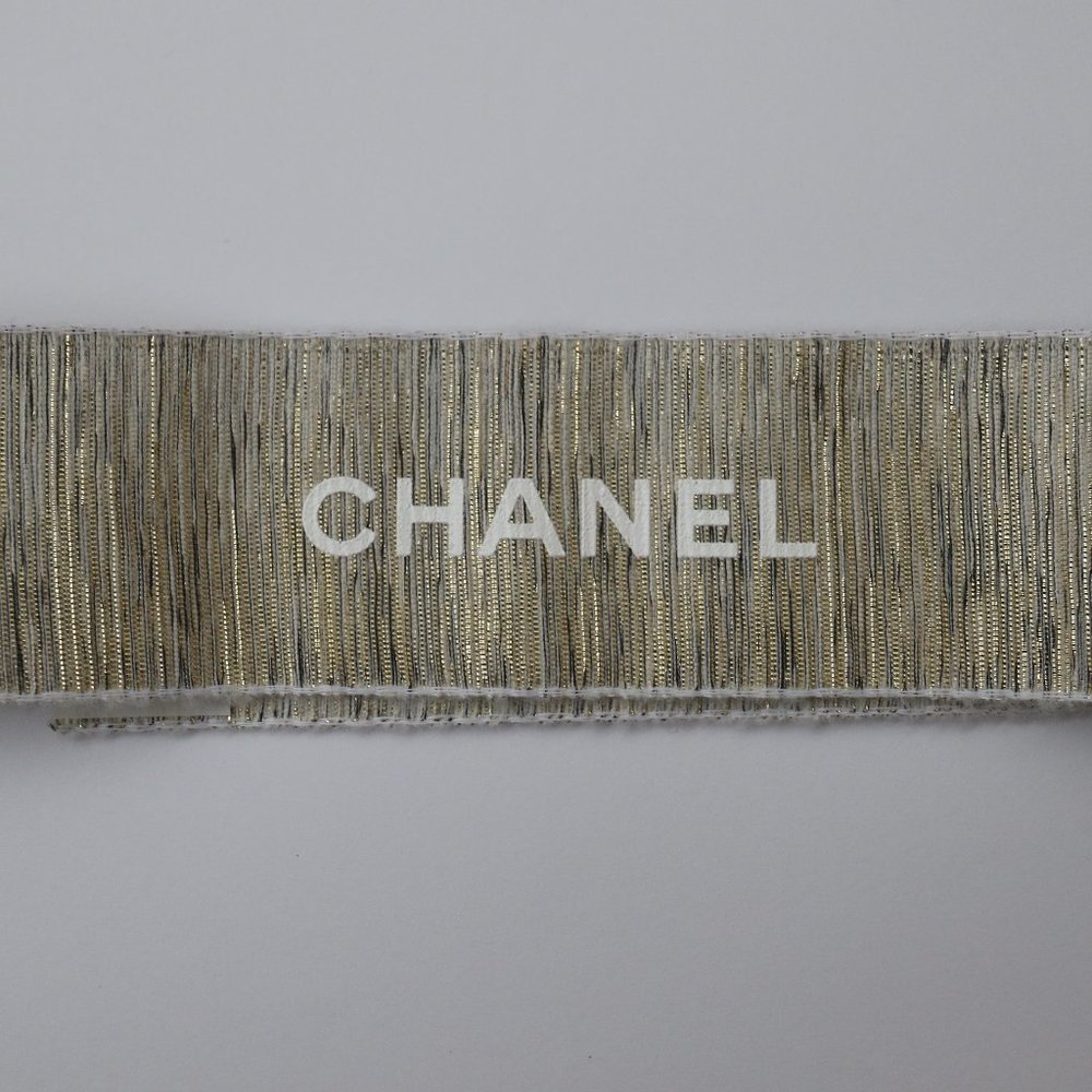 Authentic CHANEL Gold Gift Wrap Ribbon Stripe 26"